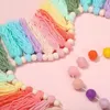 Decorative Figurines 2 Pcs Pastel Rainbow Tassel Garland Colorful Wall Hanging Decoration With Wood Beads Banner For Kids Party Supplies