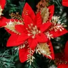 Flores decorativas 5 PCS Red Poinsettia Artificial Diy Glitter Decoración de Navidad Año de Navidad Adornos