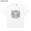 Rhude High End Designer Vêtements pour petite foule Fonction de mode Fleur Imprimé haut poids Double Yarn Coton Casual Loose Short Tshirt pour hommes et femmes avec un logo 1: 1