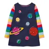 Mädchenkleider springen Messgeräte Prinzessin Girls Raumkleider für Herbst Spring Fashion Kids Cotton Clothes O-Neck Kleinkind Süßes Kleidesl2405