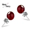 Stud Natural Agate Chalcedony Boucles d'oreilles rondes 925 Silver Designer Fashion Elegant Sexy Young Girl Bijoux Luxury Couple de vacances Q240507