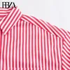 Women's Blouses FBZA Women Fashion Spring Curled Cuff Striped Long Sleeve Lapel Pocket Blouse Street Clothing Shirt Chic Ladies Tops Mujer