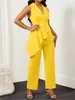 Jumpsuits voor dames rompers chique slotes revers jumpsuit met speelse ruches trim - Vibrant w voor lente zomer elegantie d240507