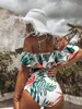 Frauen Badebekleidung Frau Plus Größe Badeanzug 2024 ein Stück Blumenbadanzug für Frauen Big Leaf Beach Schwimmen Vintage Badin Frauen