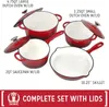 Cookware Sets Basque Enameled Cast Iron Set (Rouge Red) 7-Piece Nonstick Oversized Handles Oven Safe; 10.25" Skillet