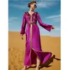 Vêtements ethniques Dubaï Kaftan Muslim Velvet Arabe Abaya Long Robe Femmes Islamic Luxury Rhingestone Party Evening Robe Moyen-Orient Maroc