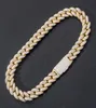 Men Hip Hop Diamond ketting Bracelet Cuban Link Chain 5a Cubic Zirconia Stone Designer kettingen Heren Bracabelets Man 14K Real Gold4205237