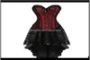 Sexy korset met rok met hoge lage set jurk exotische push -up korsetten en bustiers bloemenprint Halloween -kostuums plus size red1 5Q2T85422294