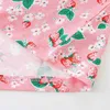 Mädchenkleider springen Messgeräte Prinzessin Baby Kleidung Sommer Blumendruck Geburtstag Kinderkleid Kleid Kurzärmeled Frosch Kleidung 240508