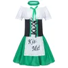 Casual Dresses Irish Green Oktoberfest Costume Traditional Bavarian Dirndl Dress For Women Festive Beer Girl Outfit Laceup Party Robe