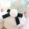 Princess Dress Coat for Small Dogs Buttefly Bow Luxury Fleece Tulle White Flower XS S M L XL 240508