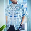 القمصان غير الرسمية للرجال قميص هاواي نمط الشكل الهندسي الصيفي الأكمام قصيرة الأكمام