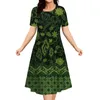 Casual Dresses Vintage Ethnic 3D Print Summer Women O-Neck Kort ärm Löst A-Line Dress Fashion Plus Size 6xl Retro kläder