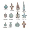 Colliers pendants Doreenbeads 20pcs Copper Bohemian Patine Cross Palm Vintage antique Charmes en métal bricolage Boucles d'oreilles Collier