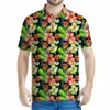 Мужская полоса Polos Hawaiian Tropical Flower 3D-печать рубашка поло для мужчин Summer Street с короткими рукавами