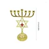 Candle Holders 7 Branch Metal Menorah Vintage Star Jewish Holder Stand Temple Ornament Dropship