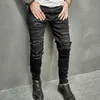 Jeans masculins hommes trous patch skinny stretch crayon jeans pantalon haut strt sleoly hiphop mâle mâle mince pantalon denim y240507