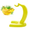 Kök förvaring 1/2/3st Fruit Fresh Keeping Hook Holder Decoration Yellow Banana Shape Fruits Display Stand Desktop Gruva