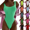 Sexy geribbelde onePiece zwempak vrouwen badmode vrouwelijk bodysuit dames string monokini badpak zwem zomer strandkleding 240508