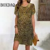 Vestidos casuais estilo étnico Mulheres vintage para verão 2024 Roupas de moda Padrão de impressão 3D Mini vestido de manga curta solta vestido vestido