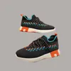 Casual Designer Sneakers Mens Shoes Bouncing spetsar upp tränare Mesh Knit Round Head Low Top Travel Fashion Women Flat Mens Shoes Walking Jogging Orange Black SH059