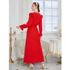 Roupas étnicas Moda elegante Mulheres maxi vestido de festa vermelha de noite dubai abaya peru kaftan eid djellaba islam jalabiya saudi árabe