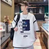 S6XL Summer Oversized Mens Set Korean Casual Sports Suit Breathable Tshirts Shorts 2 Piece High Street Clothing 240426