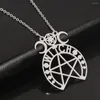 Chaines pentagram pendentif collier sorcière pentacle triple lune déesse amulette pagan en acier inoxydable bijoux