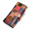 Kvinnors handväska i hand kvinnor lång färg sömnad noll handväska kvinnors dragkedja mobiltelefon väska läder plånbok