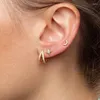 Boucles d'oreilles cerceaux 2pc Gold Couleur ronde zircon minuscule en acier inoxydable Lune Huggie Cartilage Piercing Bijoux Pendientes Mujer