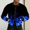 Herrenjacken Europäischer und amerikanischer Verkauf von Herbst Winter Jacke 3D Digitaldruck Flammenmuster Thin Bomber