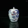 Bouteilles chinoises vieille porcelaine bleu et blanc dans le pot de couvercle dragon rouge