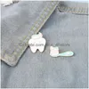 Pinos broches broche de dente garotas garotas de lapela pino fofo criativo esmalte molar engraçado feliz e escova de dentes usando máscaras /gravata borboleta /christ otg5z