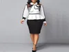 Casual jurken Elegant Office Church for Women 2021 Formele stijlvolle witte zwarte patchwork Business Dress Plus Size Vestidos MIDI8402983