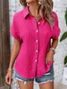 Blouses pour femmes Femmes Elegant Solid Blouse and Shirt Summer Summer Sleeve But Lown Collar Loose Tunics Luxury Chic Streetwear Tops 2024