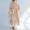 Vestidos de festa manga batwing fino linho de algodão macio impressão floral vestido de verão de verão moda feminina viagens estilo casual long long