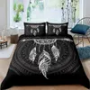 Beddengoed sets droomvanger dekbed set paarse beddengoed set modieus bohemian mandala bloem veer ontwerp sterrenstelsel comfort set groot J240507