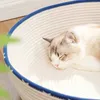 Łóżka dla kota meble japońskie łóżek dla kota okrągłe ręcznie robione tkane łóżka rattanu kota letnie chłodzenie kociąt koszyk bawełniany kota kota kosze D240508