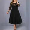 Casual jurken Designer Dress Oversized dames ronde nek kanten patchwork drie kwart mouw grote zoomjurk plus size jurken