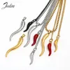 Chains Joolim Jewelry Wholesale Waterproof&No Fade Permanent Fashion Colorful Little Pepper Pendant Stainless Steel Necklace For Women
