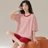 Women's Sleepwear Brand Cotton Summer Short Sleeved Plus Size M-2XL Women Pajamas Set Pyjamas Cute Cartoon Pijamas