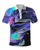 Polos masculin 3D imprimé Aurora Hippie Polo HARAJUKU Street Vêtements Summer Soupless T-shirt Q240508