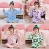 Pajamas 2024 Spring Childrens Pyjamas Girls Pyjamas Miniso Kawaii Anime Kuromi Cinnamon My Melody Childrens Pyjamas Set Boys Home Clothingl2405