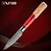 Cuchillo de salen de 3.5 pulgadas Damasco VG10 Core de acero Cuchillo de fruta ultra afilada 67 capas Patrón clásico Red Red Resina Madera estabilizada