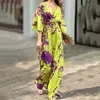 Vestidos informales Vestidos de diseñador 2024 Summer NUEVA Moda de mujer Elegante estampado Mangas de bate sueltas Jobsuit de cintura alta Vestidos de talla grande