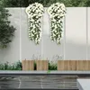 Decorative Flowers 2pcs Outdoor Courtyard Fence Artificial Hanging Garden Home Decoration Indoor Flower Basket Simulation Violet Pendant