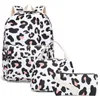 Backpack de bolsas escolares Multi Color Cow Print for Teen Girls Bookbag com lancheira e caixa de lápis Custom
