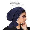 Vêtements ethniques Femmes musulmanes Hijab Rouffle plissée Turban Fashion Couleur solide Chiffre de coiffure Fiffite de cheveux Cancer islamique Cémier de cancer