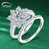 Bandringe 2CT Sunflower Mosonit Ring für Frauen 925 Sterlsilver Hochzeit Engagement Sparkldiamond Band Bridal Set Geschenkschmuck J240508