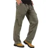 Pantalon masculin pour hommes surdimensionnés pantalon avec plusieurs poches pantalons masculins et pantalon à cordon de taille pantalon tactique kaki pantalon droit j240507